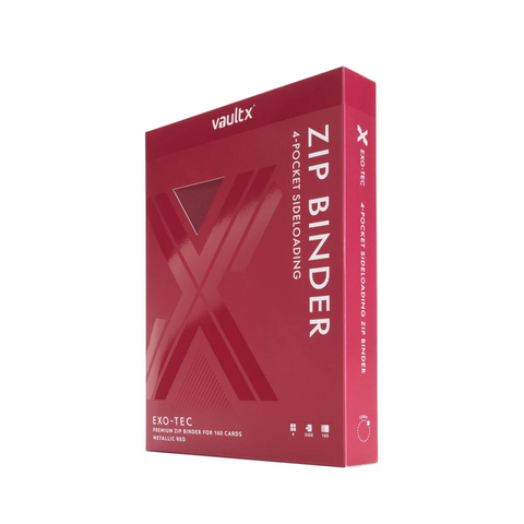 4 card zip binder Vault X Exo-Tec Zip Binder Metallic Red 4-Pocket